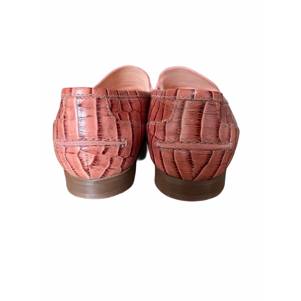 J. Crew Academy Penny Leather Loafers Size 8.5 Croc Embossed Pinkish Brown - Picture 4 of 9